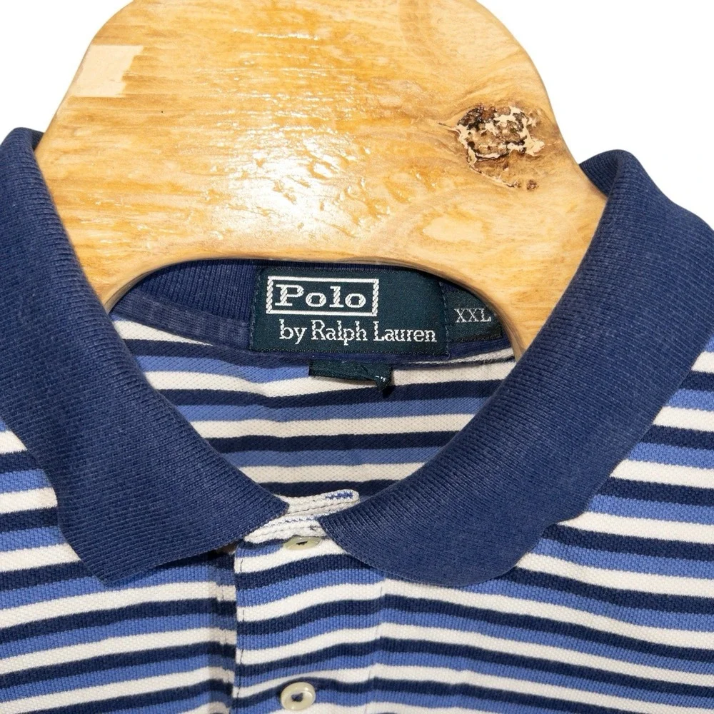 Ralph Lauren Polo Mens XXL Golf Polo Blue And White‎ Preppy Office Pullover
